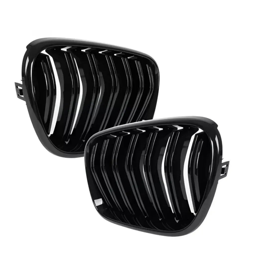 BMW F25 F26 X3 X4 dvigubos grotelės PRE LCI, blizgios juodos