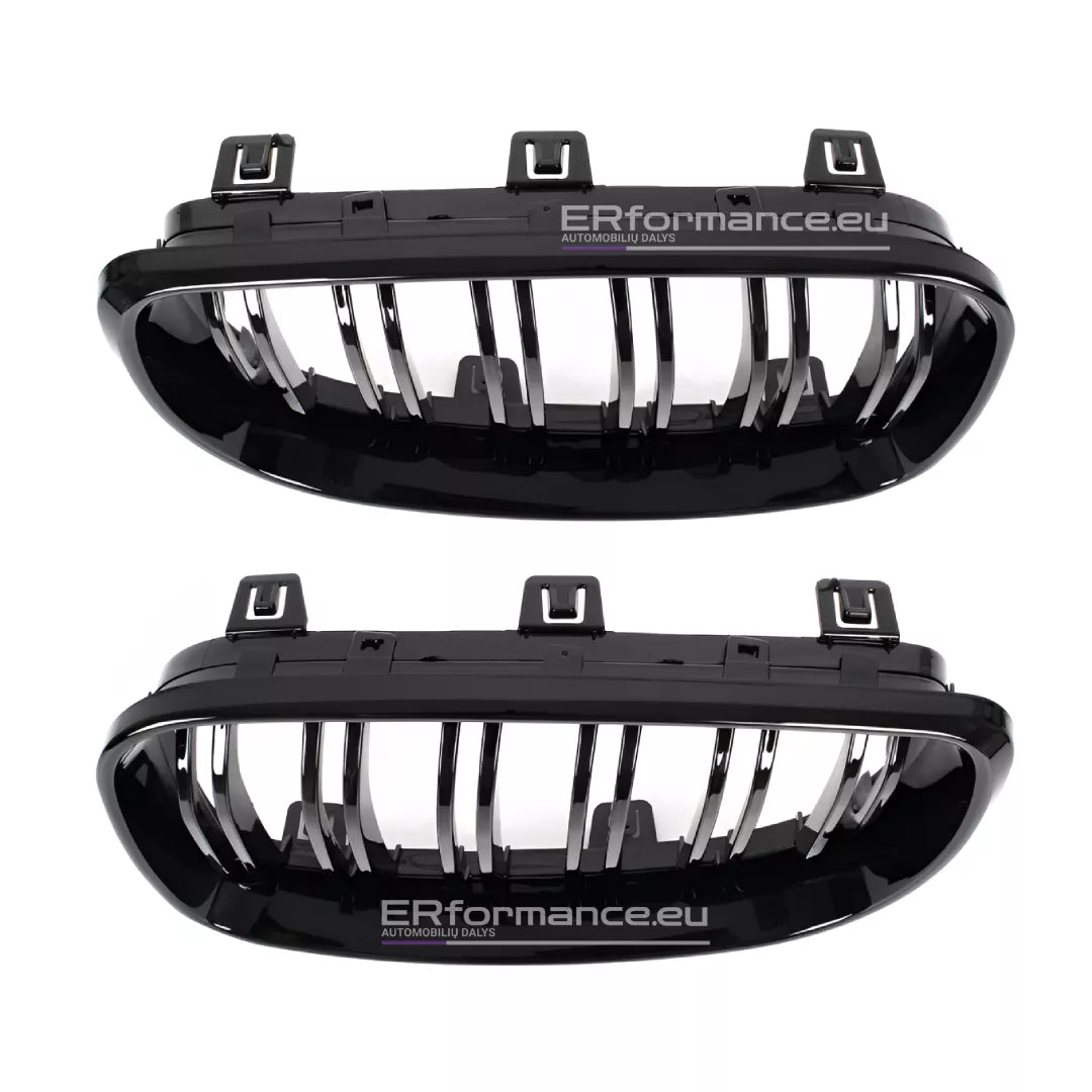 BMW E87 E88 E81 E82 dvigubos grotelės LCI (07-11), blizgios juodos