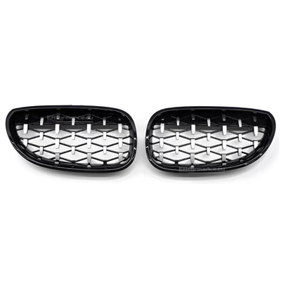 BMW E60 E61 diamond grotelės (03-10), juodos/chrominės