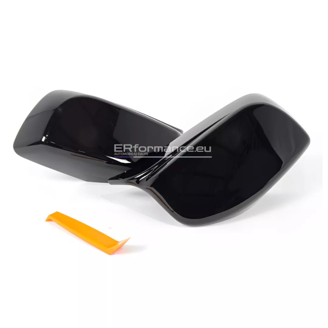 BMW E60 E61 E63 E64 veidrodėlių dangteliai PRE LCI, blizgūs juodi