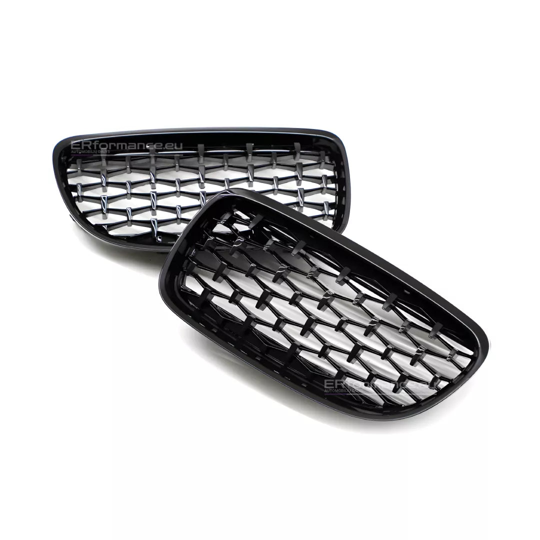 BMW E90 E91 LCI DIAMOND (09-13) grotelės, blizgios juodos
