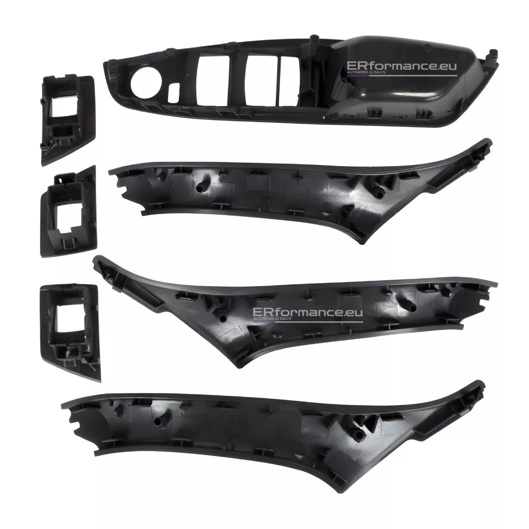 BMW F10 F11 salono rankenų komplektas juodas, be užlenkimo