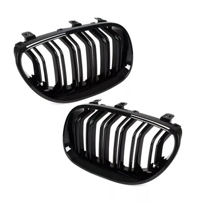 BMW E60 E61 dvigubos grotelės (03-10), blizgios juodos