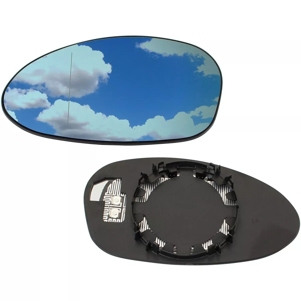 BMW 3 E46 Coupe / Cabrio 99-06 veidrodėlio įdėklas, šildomas, mėlynas, kairysis