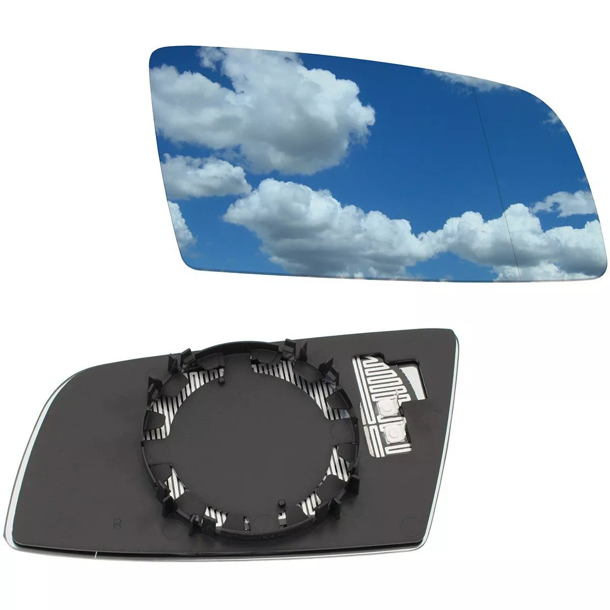 BMW 5 E60 / E61 03-10 veidrodėlio įdėklas šildomas mėlynas dešinysis