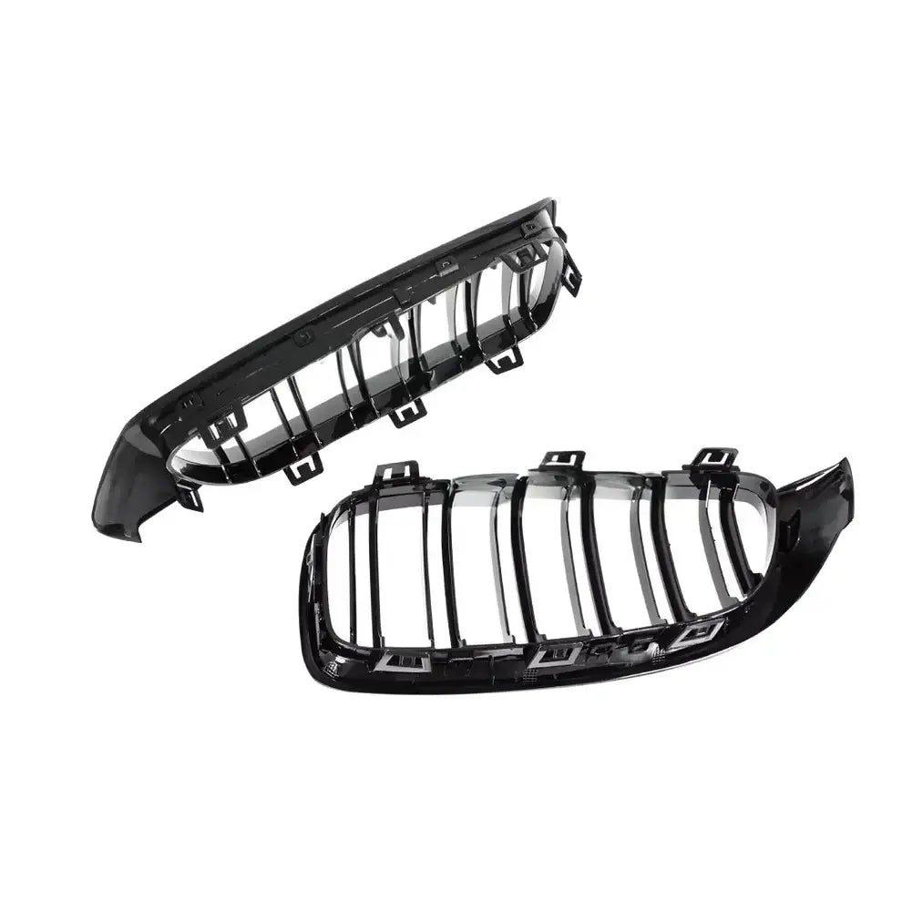 BMW F32 F33 F36 dvigubos grotelės, blizgios juodos
