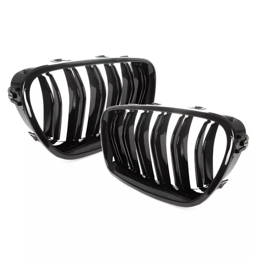 BMW F10 F11 dvigubos grotelės (09-17), blizgios juodos