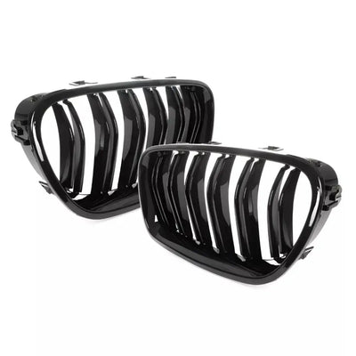 BMW F10 F11 dvigubos grotelės (09-17), blizgios juodos
