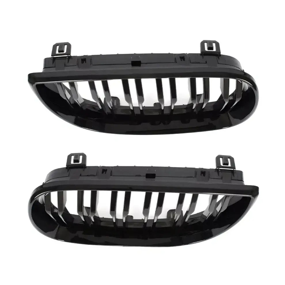 BMW E87 E88 E81 E82 dvigubos grotelės PRE LCI (04-07), blizgios juodos