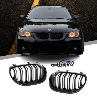 BMW E60 E61 dvigubos grotelės (03-10), blizgios juodos