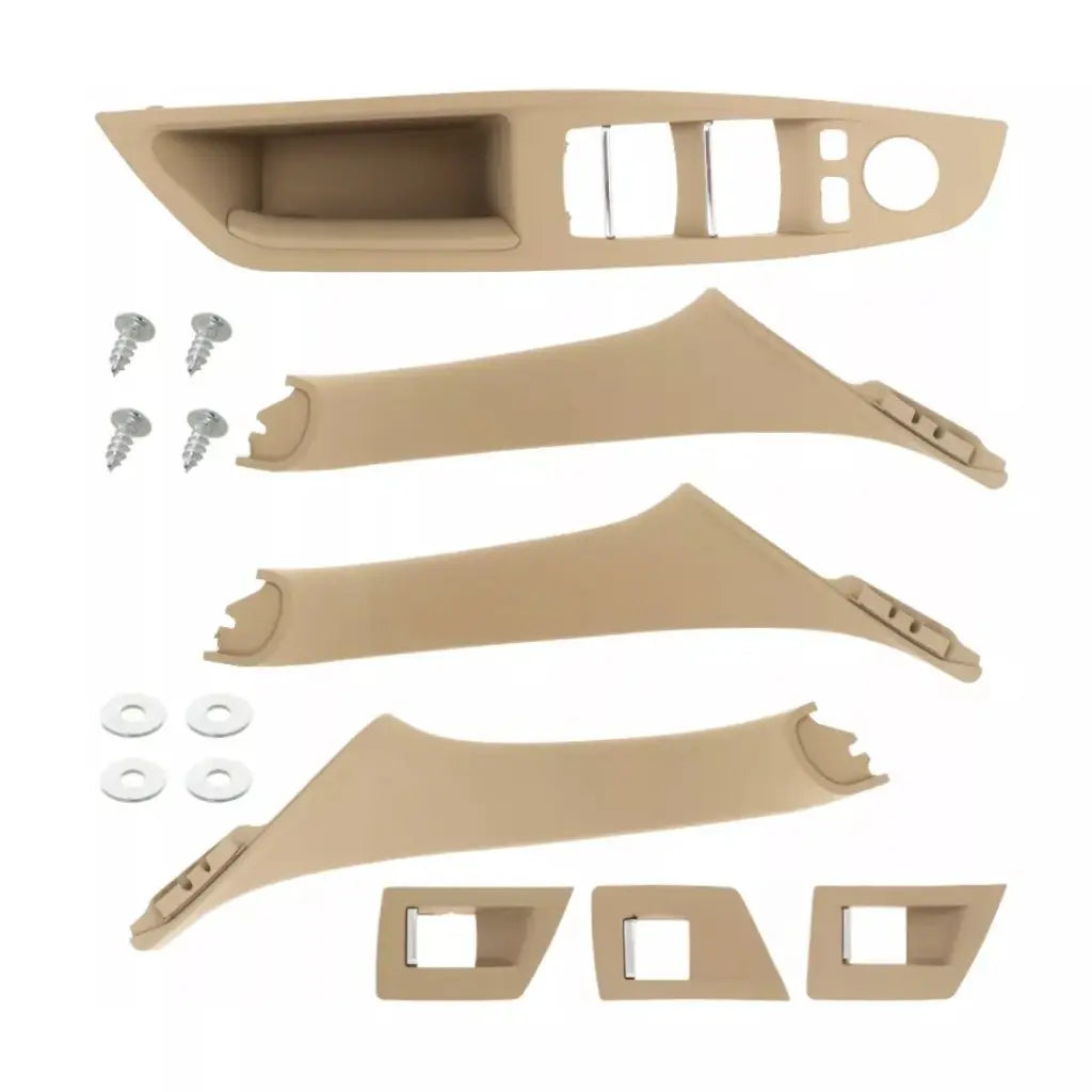 BMW F10 F11 salono rankenų komplektas beige, su užlenkimu