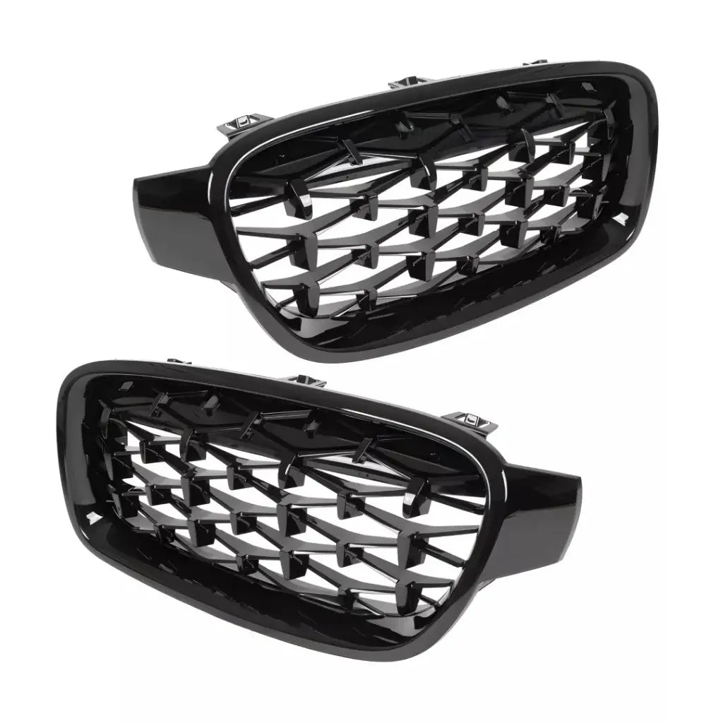 BMW F30 F31 diamond grotelės, blizgios juodos