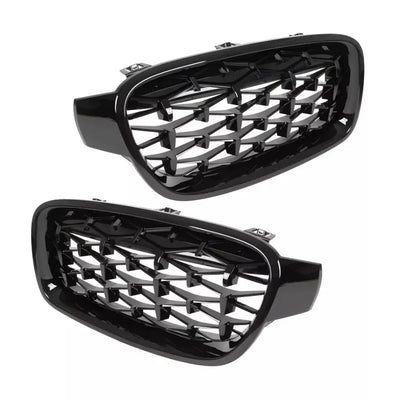 BMW F30 F31 diamond grotelės, blizgios juodos