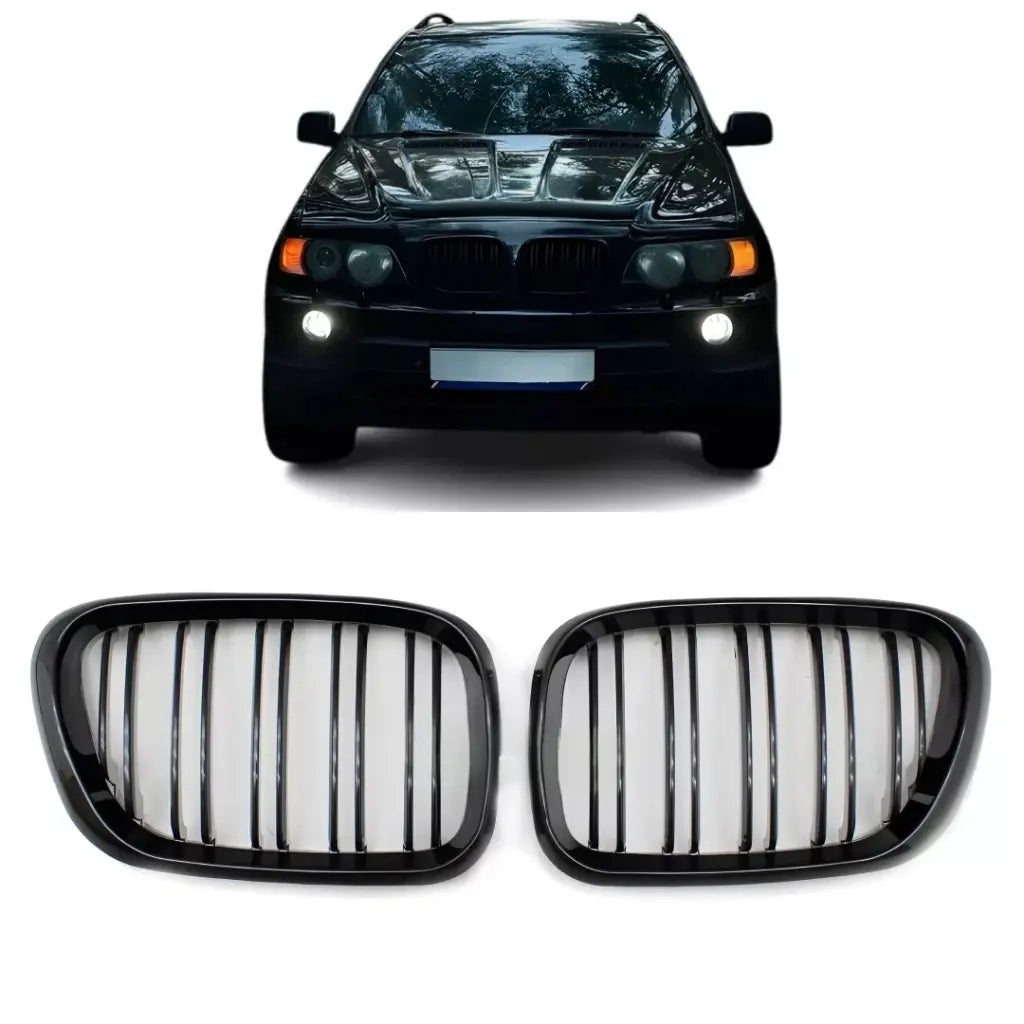 BMW E53 PRE LCI dvigubos grotelės, blizgios juodos