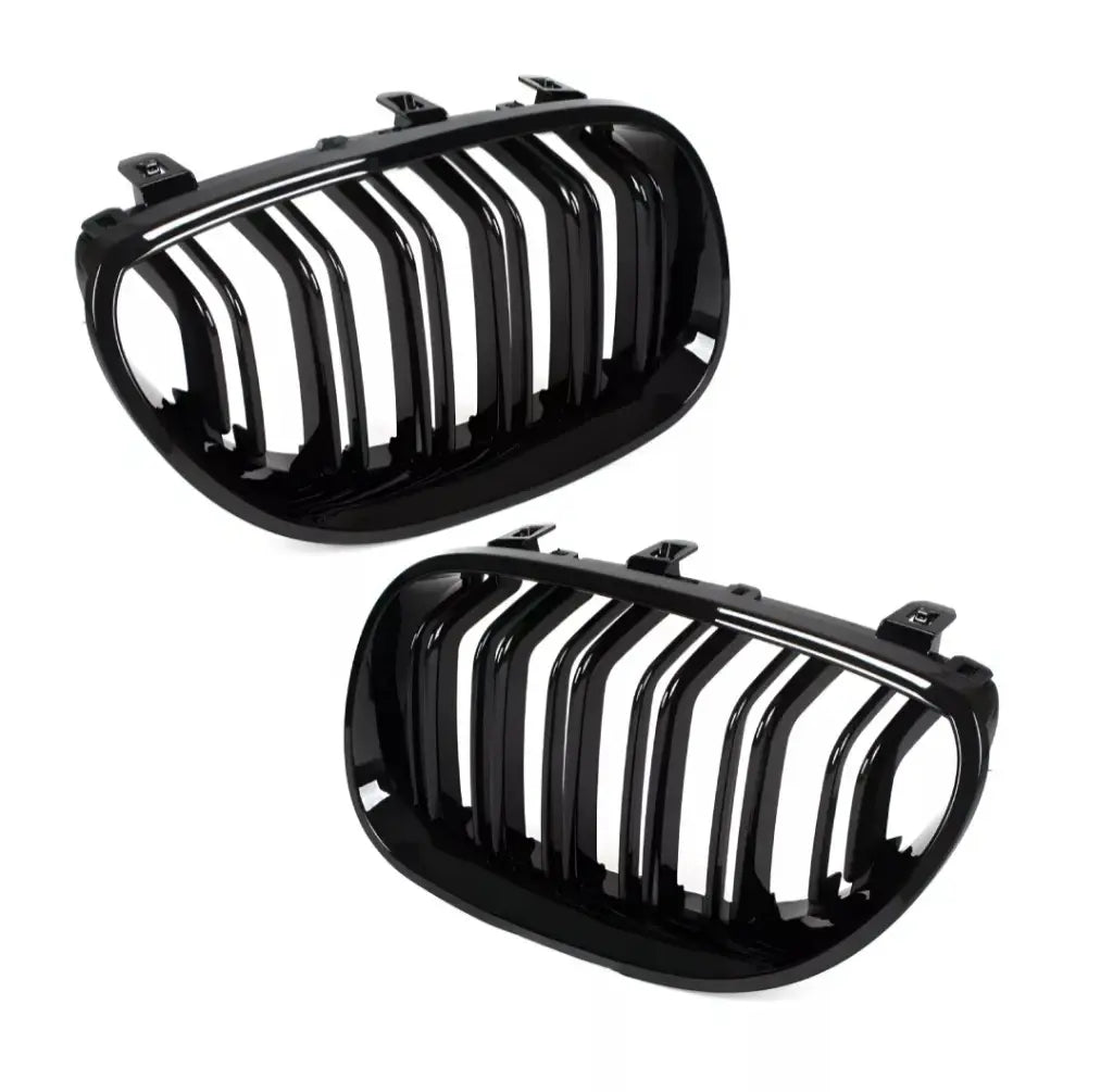 BMW E60 E61 dvigubos grotelės + veidrodėlių dangteliai, juodi