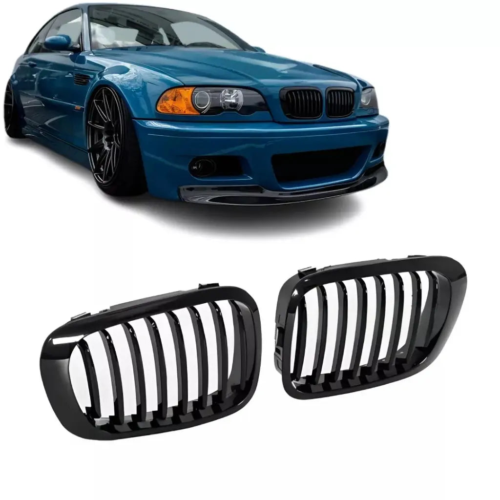 BMW E46 viengubos grotelės COUPE PRE LCI (97-02), blizgios juodos