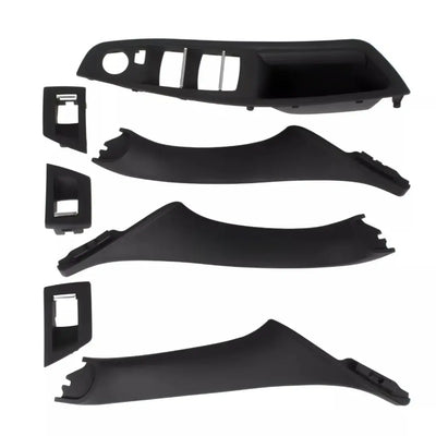 BMW F10 F11 salono rankenų komplektas juodas, be užlenkimo