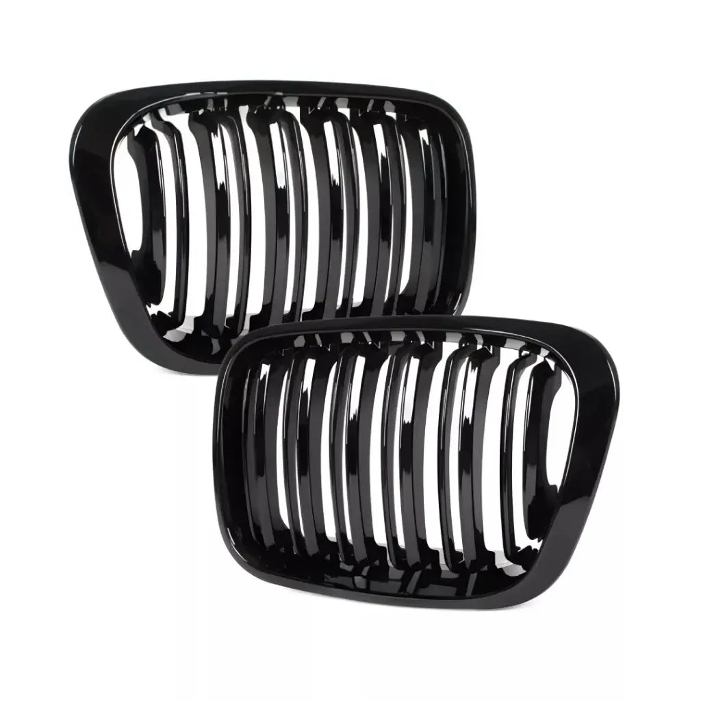BMW E46 dvigubos grotelės PRE LCI (97-01), blizgios juodos
