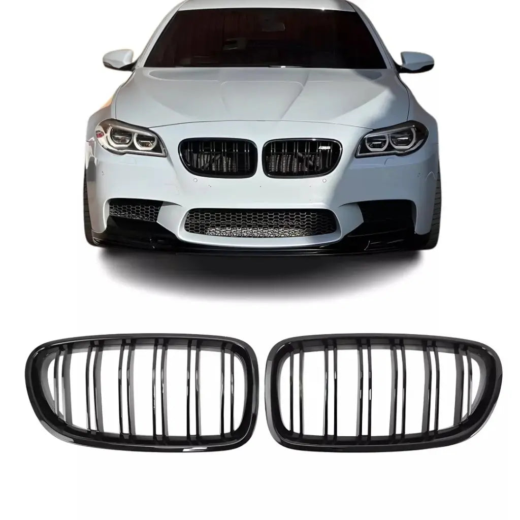 BMW F10 F11 dvigubos grotelės (09-17), blizgios juodos