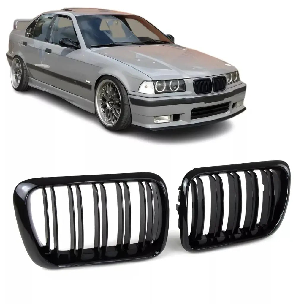 BMW E36 dvigubos grotelės LCI (96-99), blizgios juodos