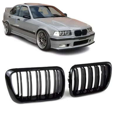 BMW E36 dvigubos grotelės LCI (96-99), blizgios juodos