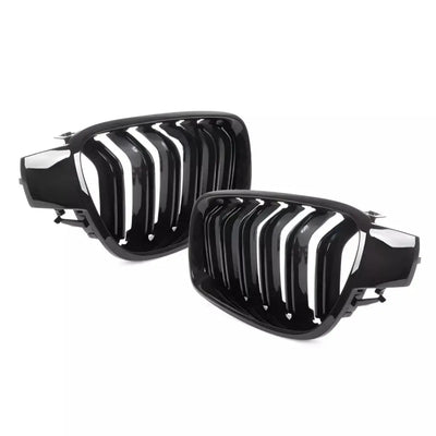 BMW F30 F31 (12-19) dvigubos grotelės, blizgios juodos