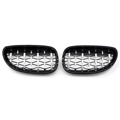 BMW E60 E61 diamond grotelės (03-10), juodos/chrominės