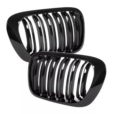 BMW E46 dvigubos grotelės COUPE PRE LCI (97-02), blizgios juodos