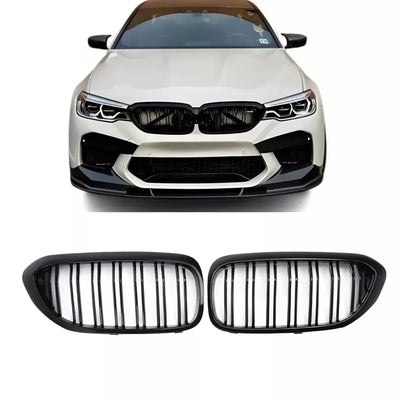 BMW G30 G31 dvigubos grotelės PRE LCI, blizgios juodos