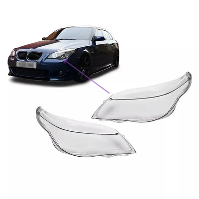 BMW E60 E61 žibintų stiklai be antakio, komplektas
