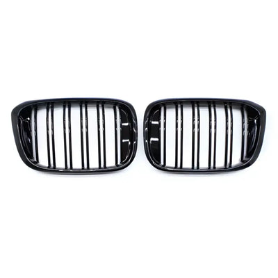 BMW G01 G02 dvigubos grotelės PRE LCI, blizgios juodos