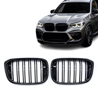 BMW G01 G02 dvigubos grotelės PRE LCI, blizgios juodos