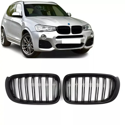 BMW F25 F26 X3 X4 dvigubos grotelės LCI, blizgios juodos