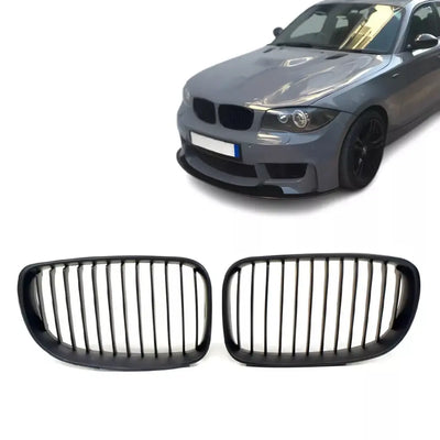 BMW E87 E88 E81 E82 viengubos grotelės LCI, matinės juodos