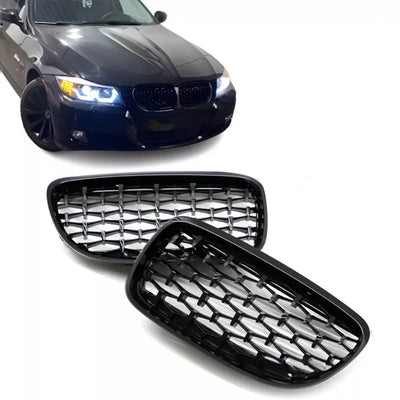 BMW E90 E91 LCI DIAMOND (09-13) grotelės, blizgios juodos