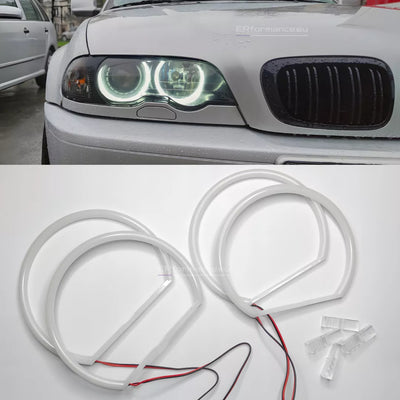 BMW E46 cotton angel eyes žiedai, balti 146x131mm
