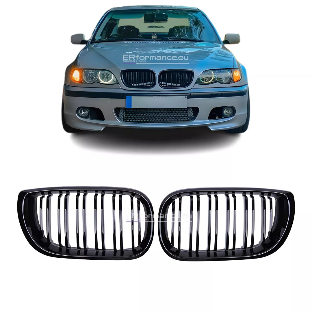 BMW E46 dvigubos grotelės LCI (01-05), blizgios juodos