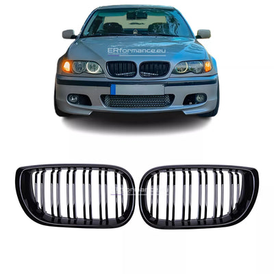 BMW E46 dvigubos grotelės LCI (01-05), blizgios juodos