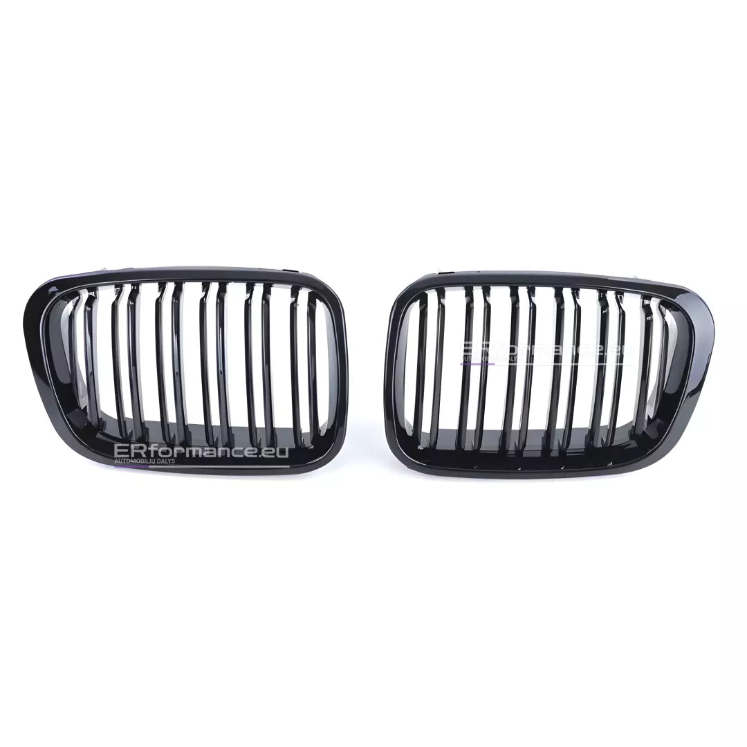 BMW E46 dvigubos grotelės PRE LCI (97-01), blizgios juodos