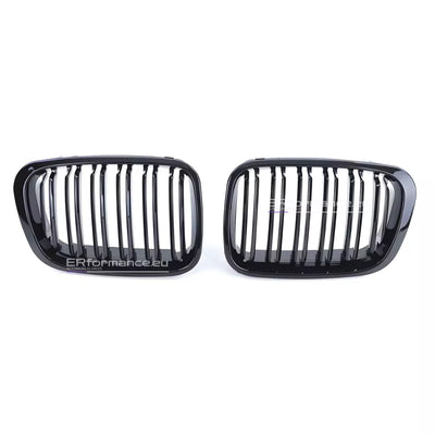 BMW E46 dvigubos grotelės PRE LCI (97-01), blizgios juodos