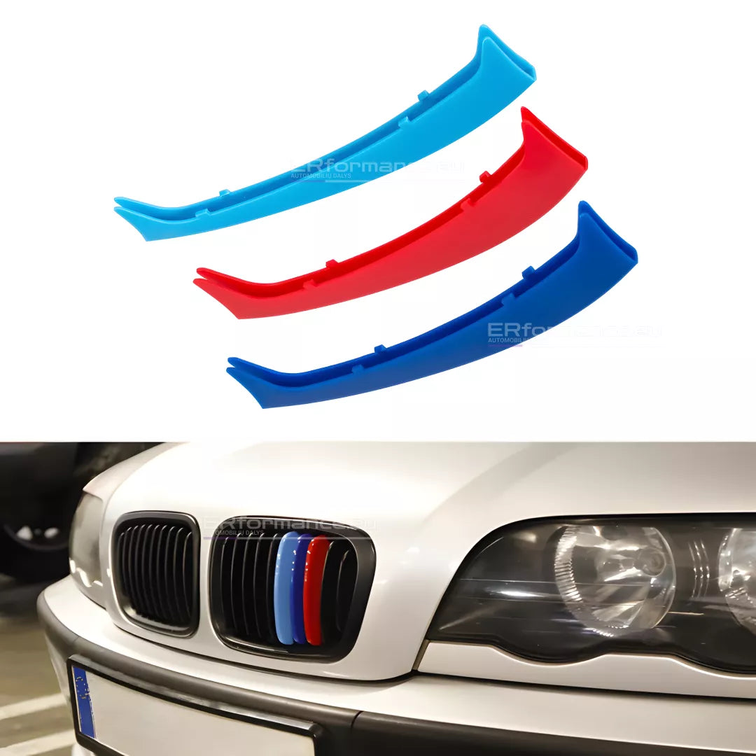 BMW E46 PRE LCI grotelių M juostelės (apdaila), blizgios
