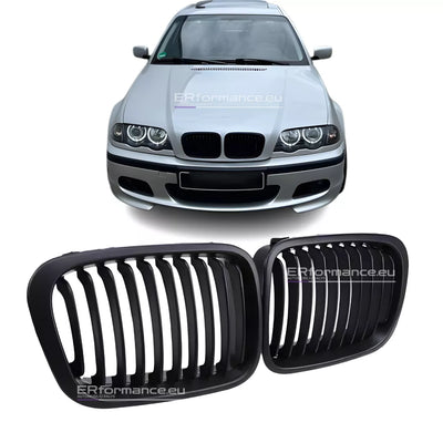 BMW E46 viengubos grotelės PRE LCI (97-01), matinės juodos