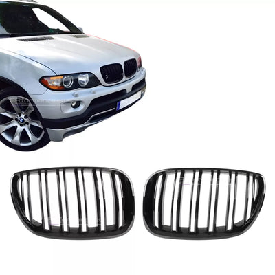 BMW E53 LCI dvigubos grotelės, blizgios juodos