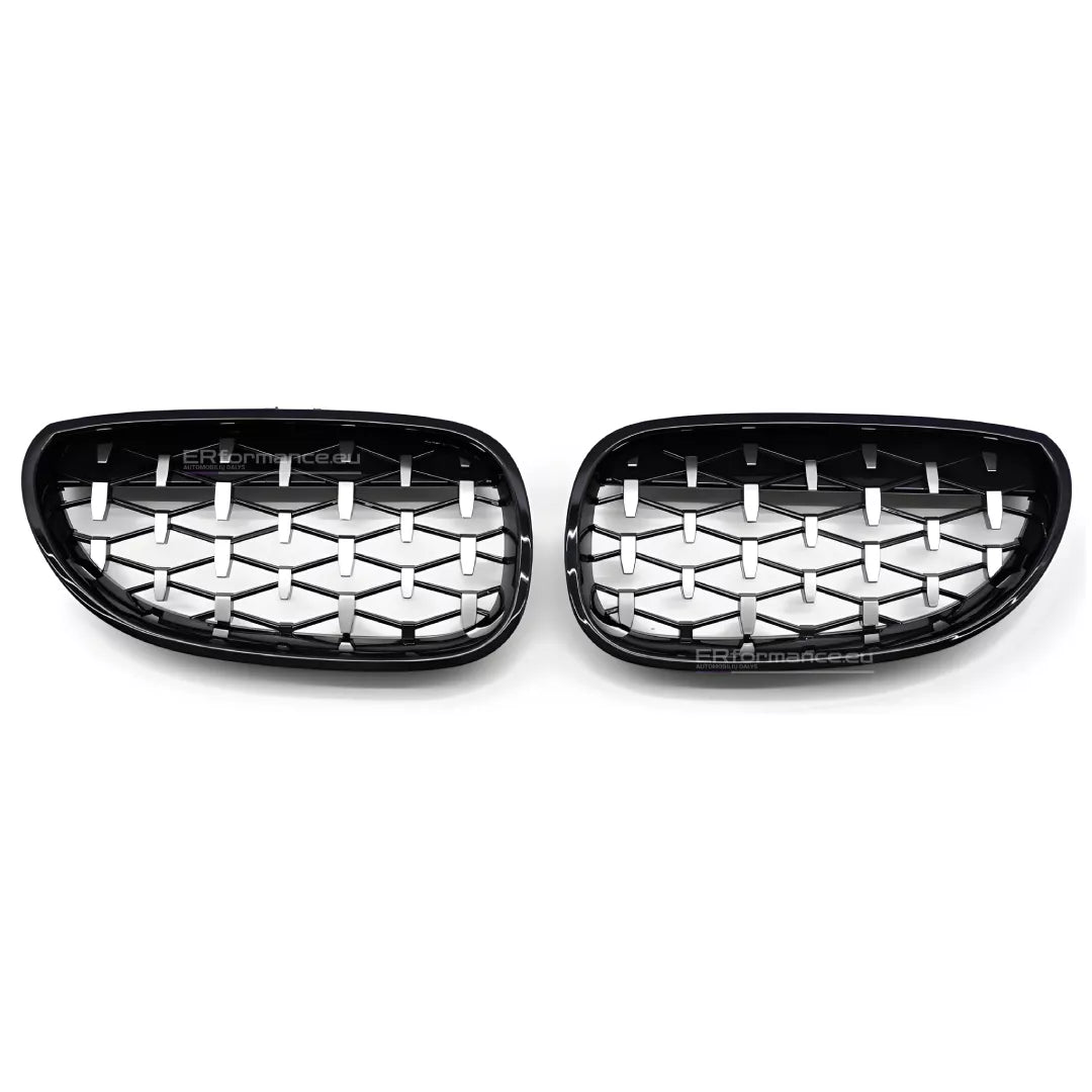 BMW E60 E61 diamond grotelės (03-10), juodos/chrominės