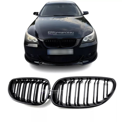 BMW E60 E61 dvigubos grotelės (03-10), blizgios juodos