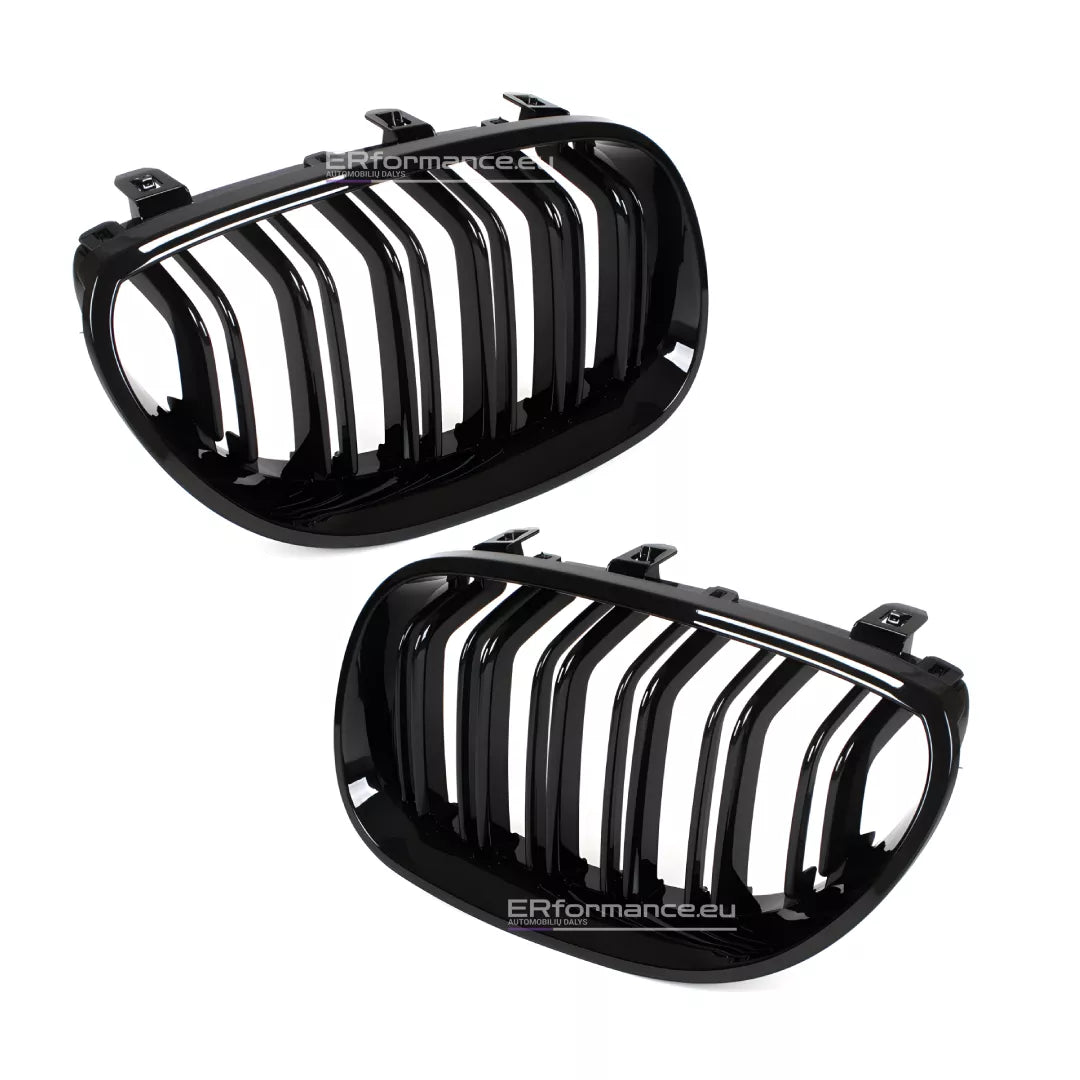 BMW E60 E61 dvigubos grotelės + veidrodėlių dangteliai, juodi