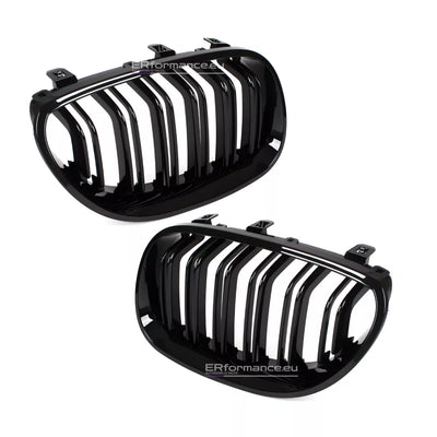 BMW E60 E61 dvigubos grotelės + veidrodėlių dangteliai, juodi