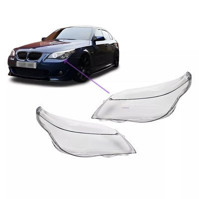 BMW E60 E61 žibintų stiklai be antakio, komplektas