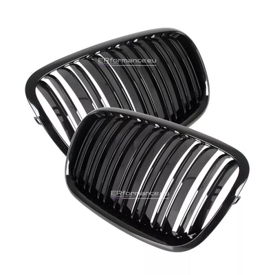 BMW E70 E71 dvigubos grotelės, blizgios juodos