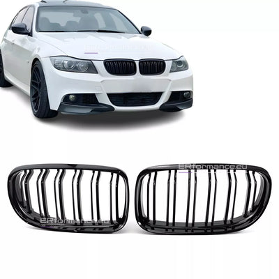 BMW E90 E91 dvigubos grotelės LCI (09-13), blizgios juodos
